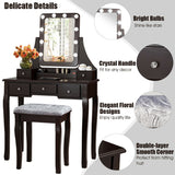 Vanity Dressing Table Set with  and Cushioned Stool-Brown - Scratch and Dent