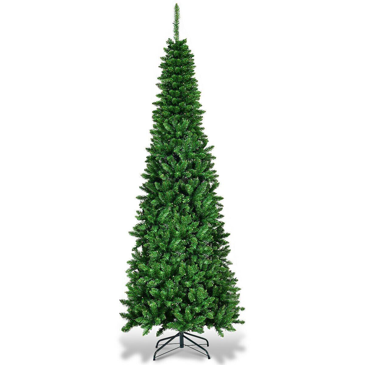 7.5' Pre-Lit Hinged Artificial Pencil Christmas Tree-7.5 ft, assembled, final sale