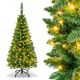 4.5 ft Pre-Lit Premium Hinged Artificial Fir Pencil Christmas Tree with LED Lights-Warm White