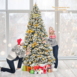 9 Feet Artificial Christmas Tree with Premium Snow Flocked Hinged