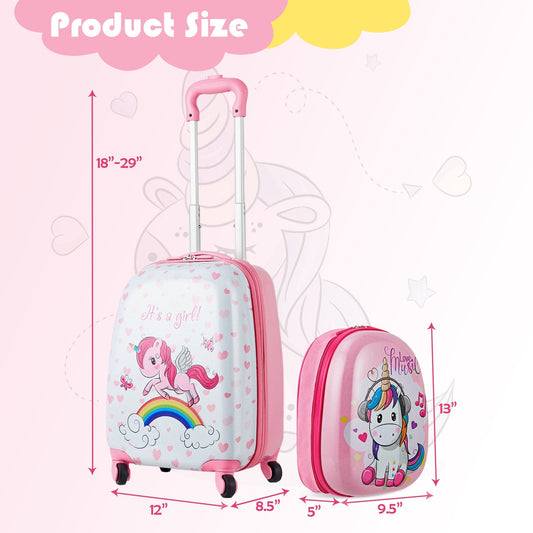2 Pieces Kids Luggage Set Lovely Unicorn
