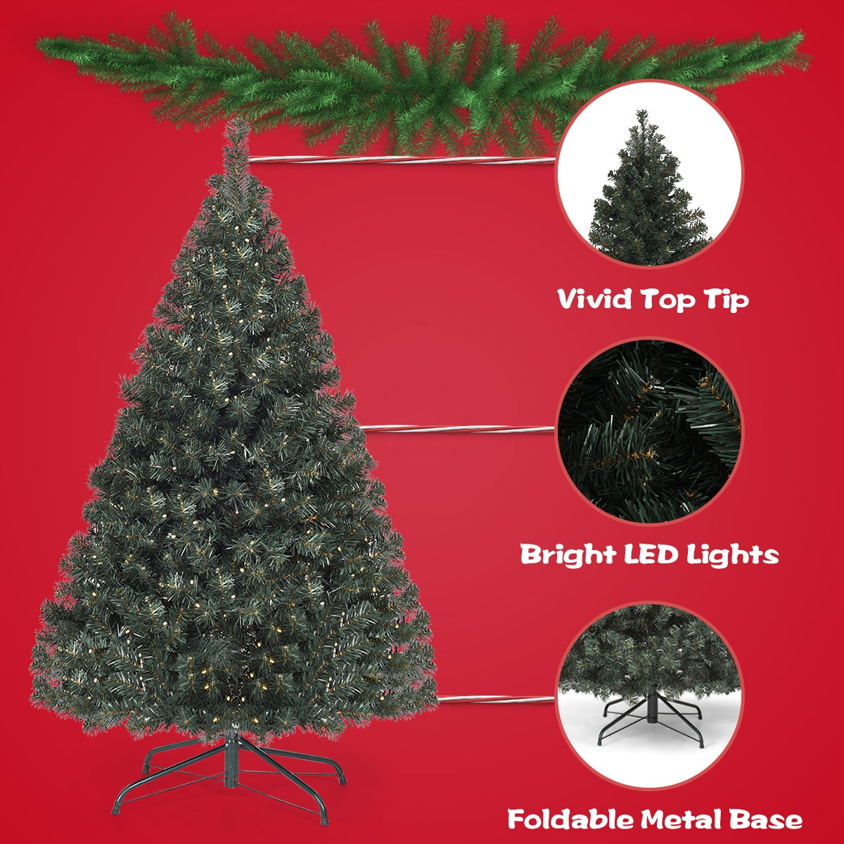 4.5 Feet PVC Pre-lit Artificial Hinged Christmas Tree, Assembled, Final Sale