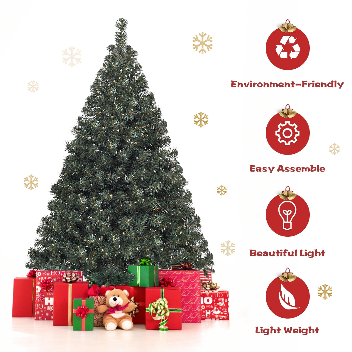 4.5 Feet PVC Pre-lit Artificial Hinged Christmas Tree, Assembled, Final Sale
