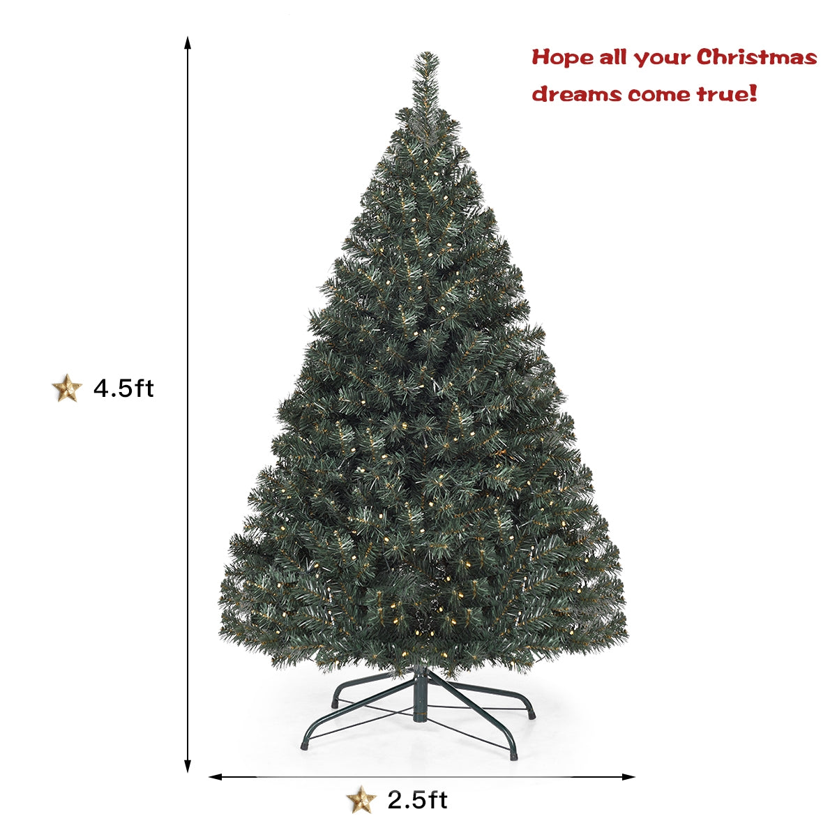 4.5 Feet PVC Pre-lit Artificial Hinged Christmas Tree, Assembled, Final Sale