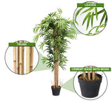 5-Feet Artificial Bamboo Silk Tree Indoor-Outdoor Decorative Planter