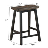 24 Inch Height Set of 2 Home Kitchen Dining Room Bar Stools-Black Wash