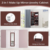 SPECIAL,  Lockable Wall Door Mounted Mirror Jewelry Cabinet with LED Lights