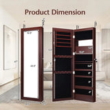 SPECIAL,  Lockable Wall Door Mounted Mirror Jewelry Cabinet with LED Lights