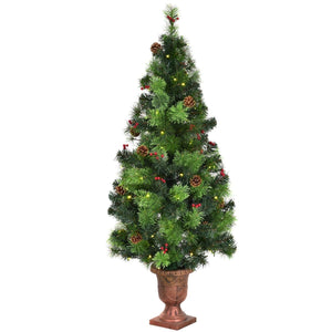 5 Feet Pre Lit LED Christmas Tree with Red Berries Pine Cones-5 ft