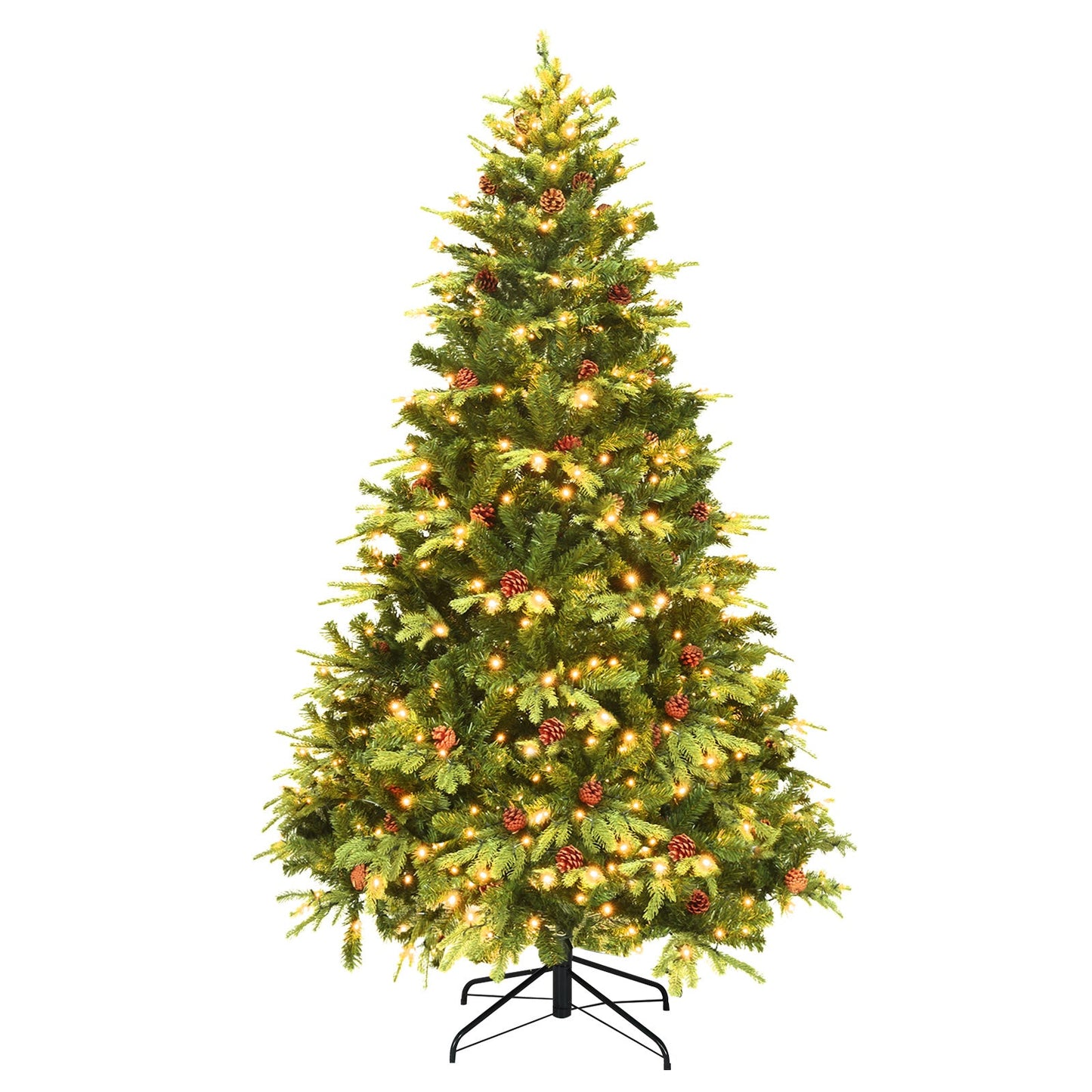 Artificial Christmas Tree with LED Lights and Pine Cones-7' ASSEMBLED, FINAL SALE