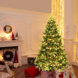 Artificial Christmas Tree with LED Lights and Pine Cones-7'