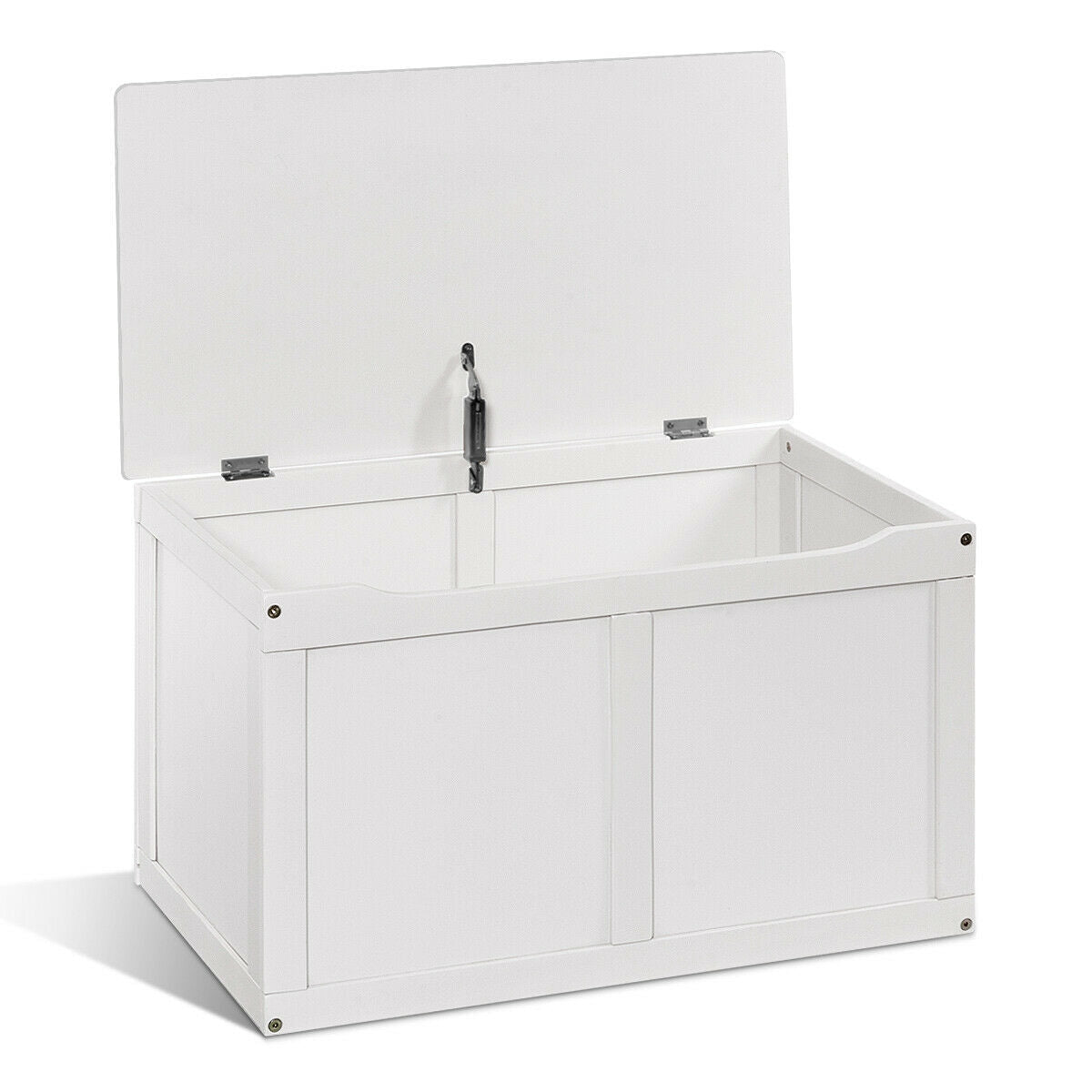 Safety Hinge Wooden Chest Organizer Toy Storage Box-White - Assembly required