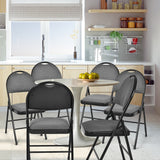 6 Pack Folding Chairs Portable Padded Office Kitchen Dining Chairs-Black (1 Box)