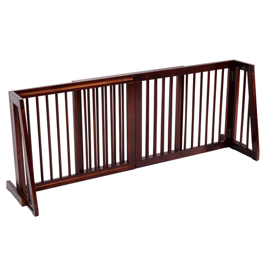 Folding Adjustable Free Standing 3 Panel Wood Fence (1 Box, Unassembled)