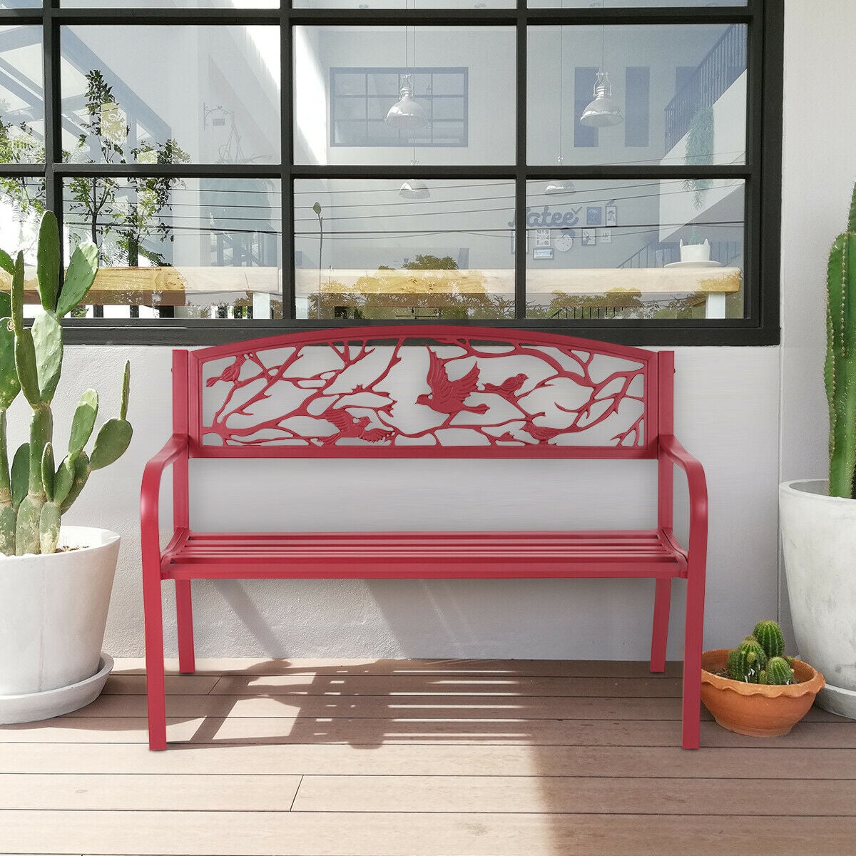 Patio Garden Bench Park Yard Outdoor Furniture, Fully Assembled
