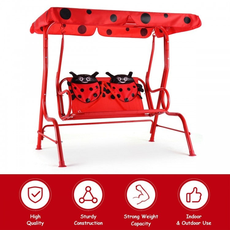 2 Person Kids Patio Swing Porch Bench with Canopy *ASSEMBLED*
