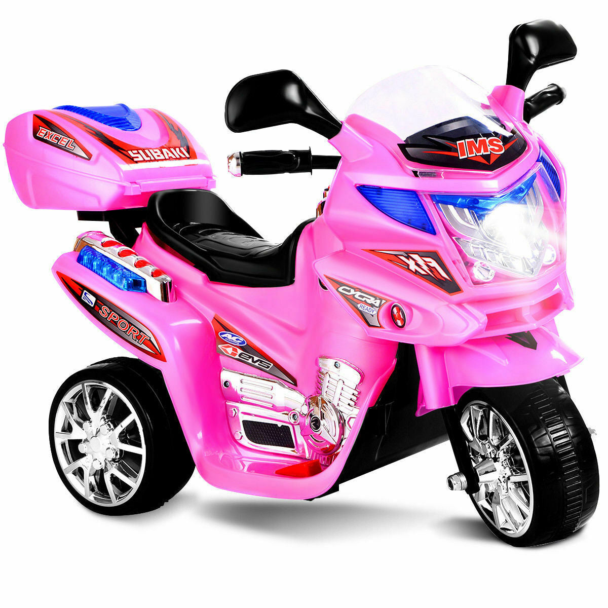 6V Powered 3 Wheels Kids Electric Ride-on Toy Motorcycle-Pink, assembled