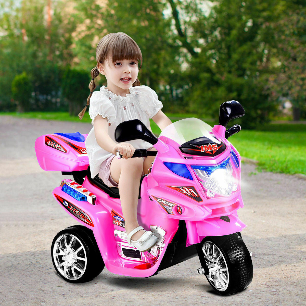 6V Powered 3 Wheels Kids Electric Ride-on Toy Motorcycle-Pink, assembled