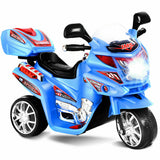 6V Powered 3 Wheels Kids Electric Ride-on Toy Motorcycle-Blue (1 Box Unassembled)