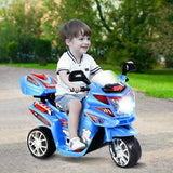 6V Powered 3 Wheels Kids Electric Ride-on Toy Motorcycle-Blue (1 Box Unassembled)