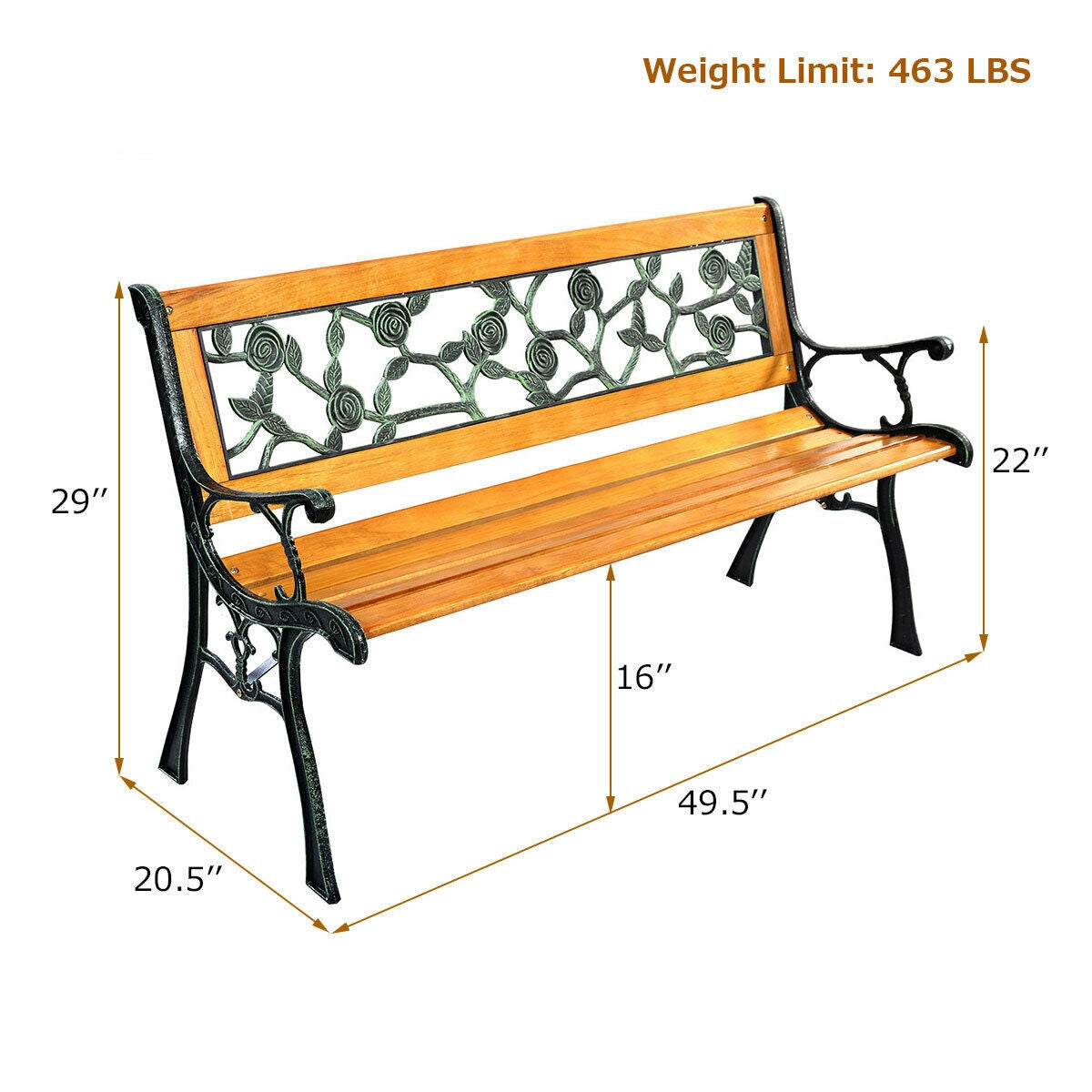 SPECIAL - 49 1/2 Inch Patio Park Garden Bench (Fully Assembled) - Shipping Damage