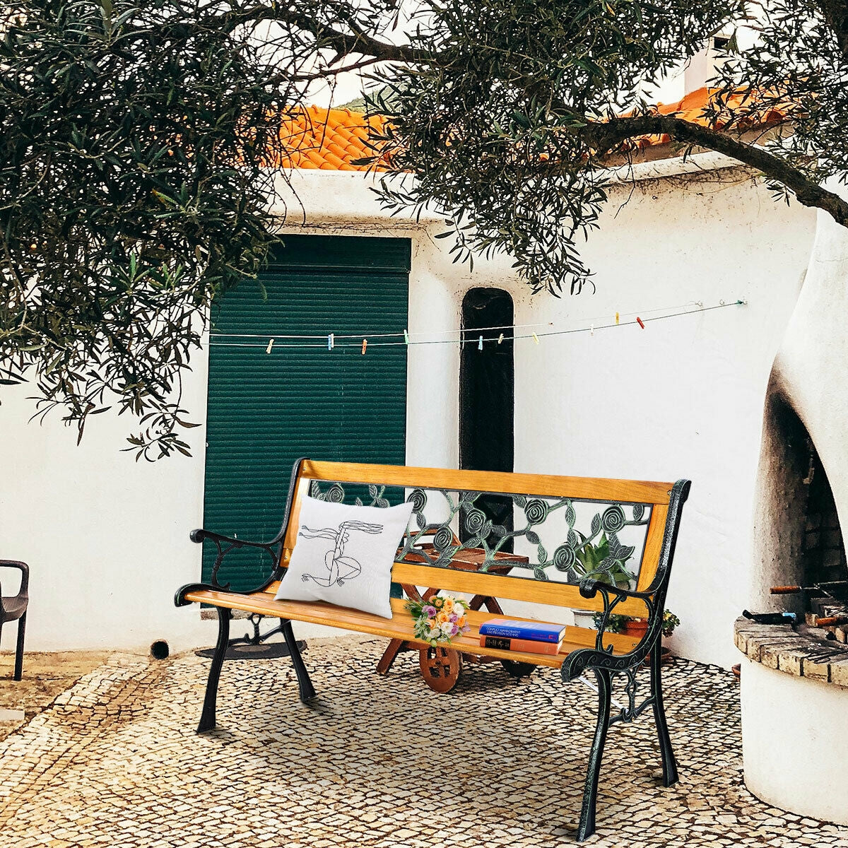 SPECIAL - 49 1/2 Inch Patio Park Garden Bench (Fully Assembled) - Shipping Damage