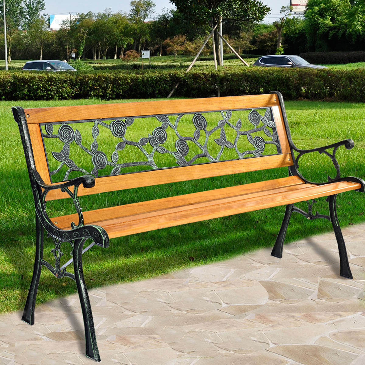SPECIAL - 49 1/2 Inch Patio Park Garden Bench (Fully Assembled) - Shipping Damage