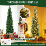 7 Feet Prelit Half-Shape Christmas Tree with 150 Lights