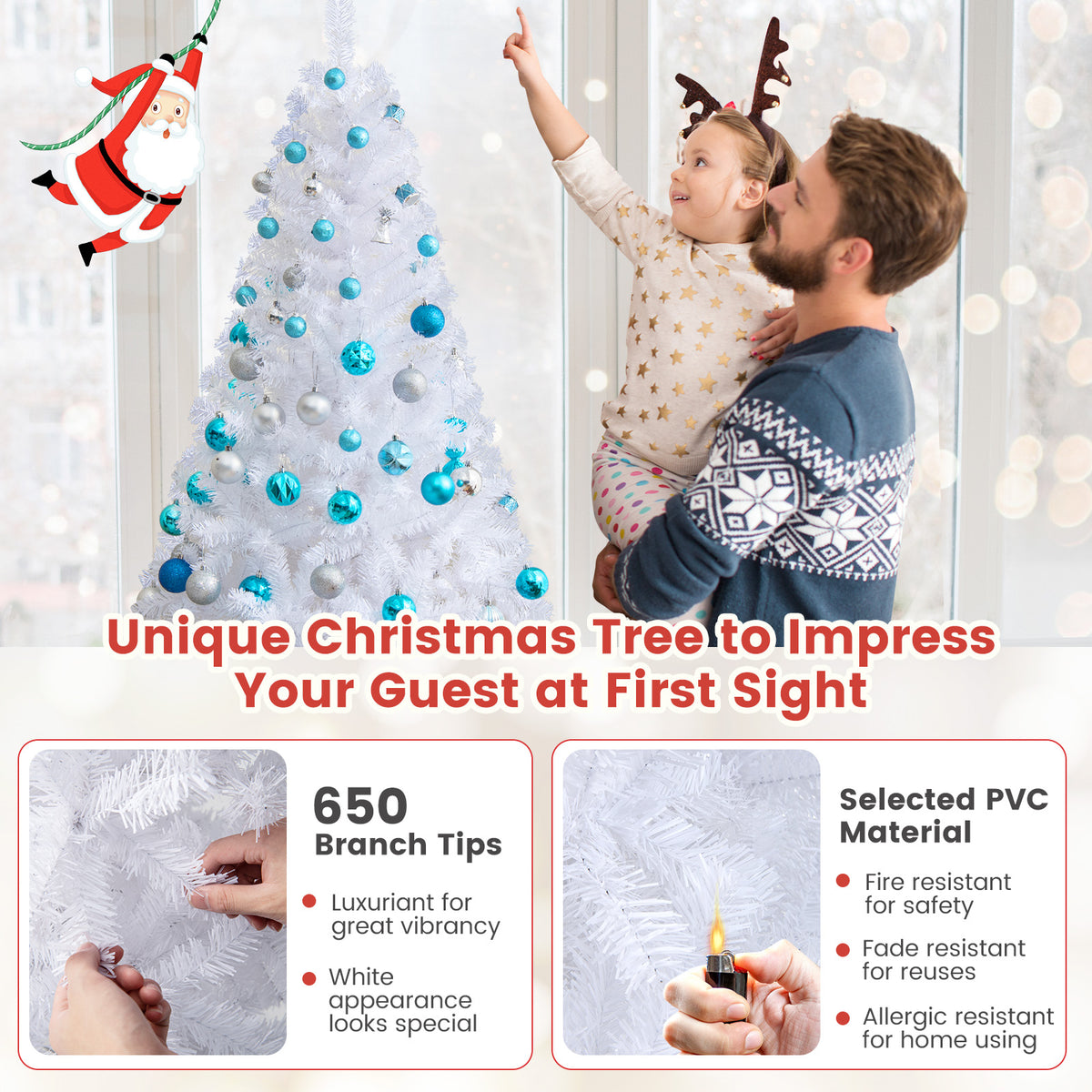 6 ft White Christmas Tree with Solid Metal Stand-6 ft - FINAL SALE