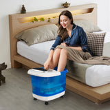 Portable All-In-One Heated Foot Bubble Spa Bath Motorized Massager-Blue and White