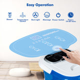 Portable All-In-One Heated Foot Bubble Spa Bath Motorized Massager-Blue and White