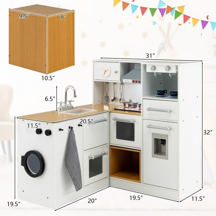 2-Pieces Wooden Kids Kitchen Playset with Light and Sound *UNASSEMBLED/IN BOX*