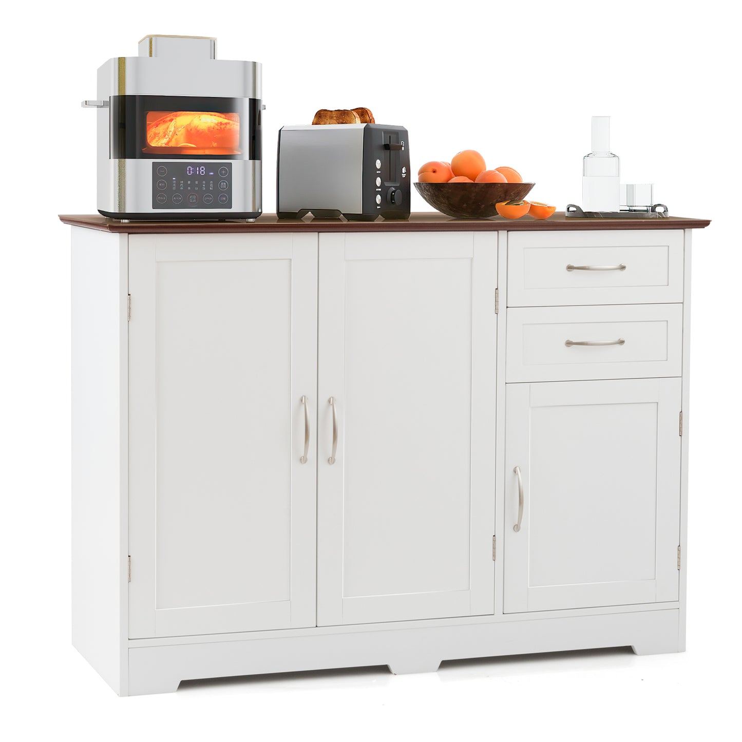 Buffet Storage Cabinet Kitchen Sideboard with 2 Drawers-White (ASSEMBLED) [Scratch and Dent]