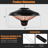 1500W Electric Hanging Ceiling Mounted Infrared Heater, Remote Control in box,