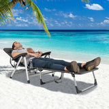 Beach Folding Chaise Lounge Recliner with 7 Adjustable Position-Gray, small scratches