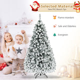 Pre-Lit Premium Snow Flocked Hinged Artificial Christmas Tree-6 ft