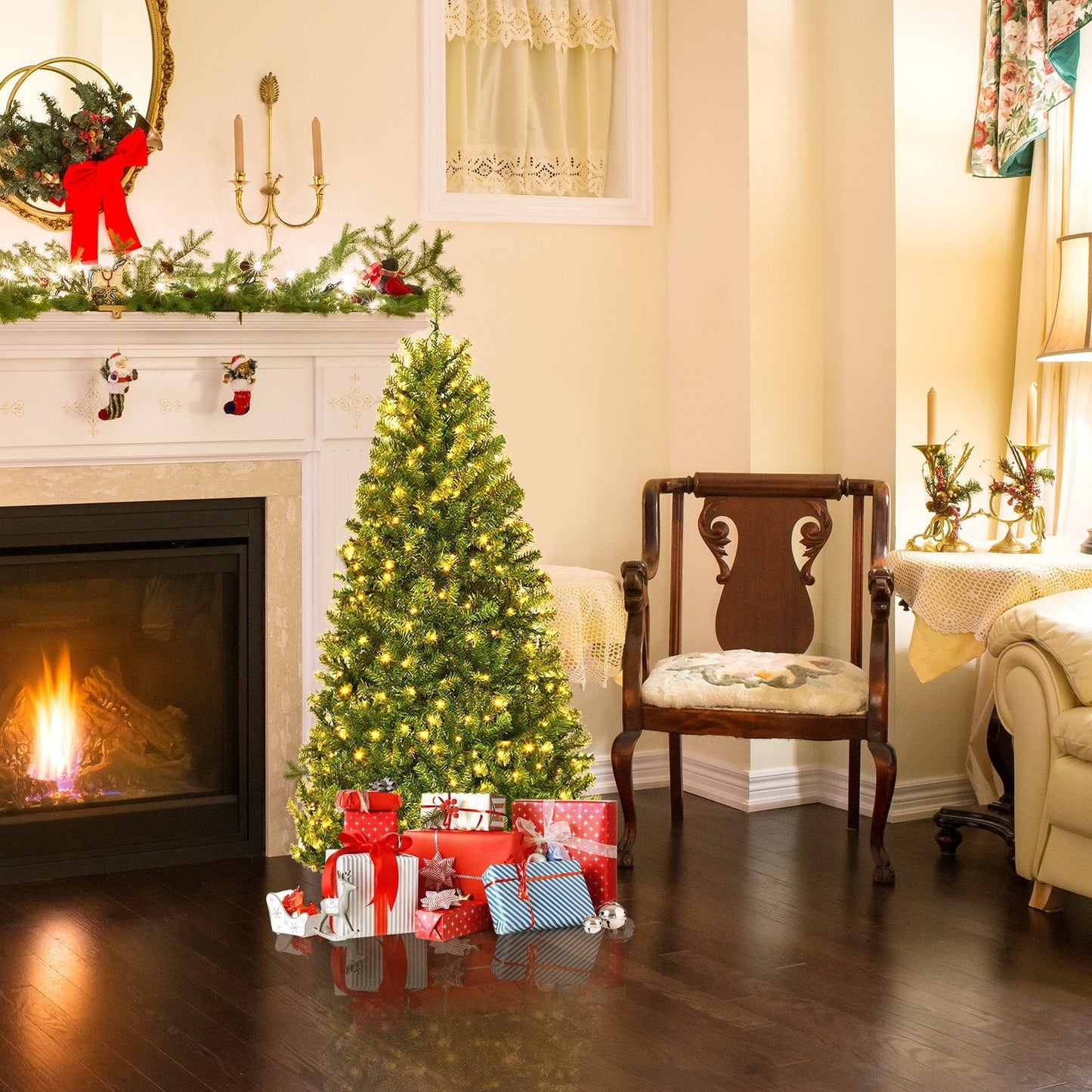 Artificial Premium Hinged Pre-Lit Christmas Tree-4 ft