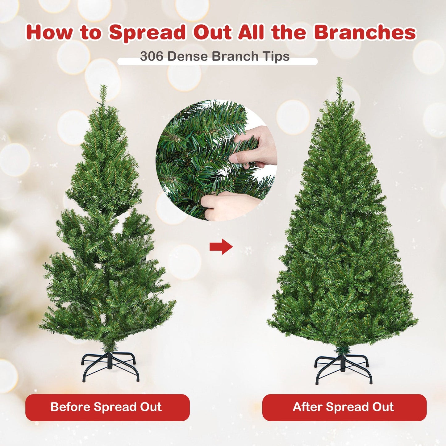 Artificial Premium Hinged Pre-Lit Christmas Tree-4 ft