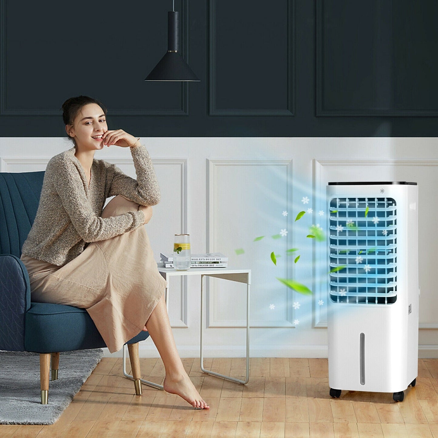 Final Sale - 4-in-1 Evaporative Air Cooler with 12L Water Tank -White (Scratch & Dent)