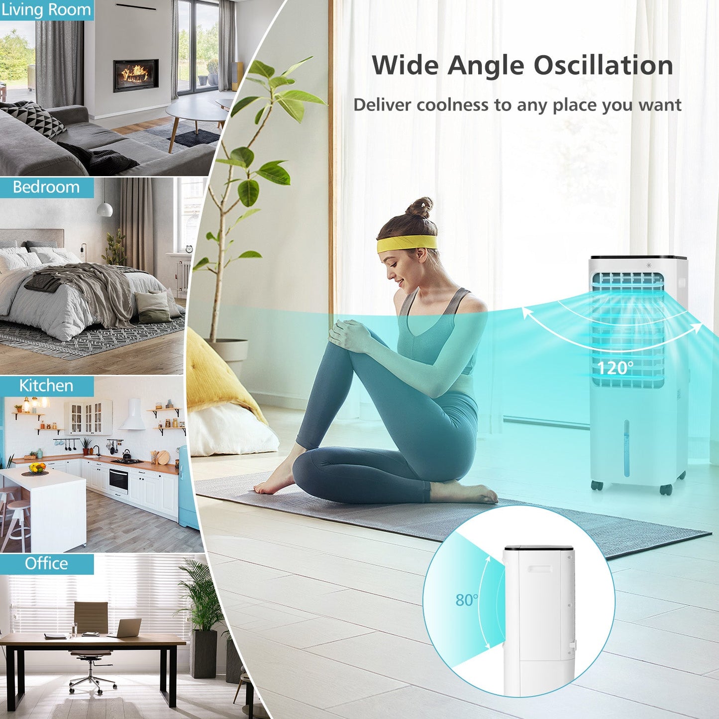 Final Sale - 4-in-1 Evaporative Air Cooler with 12L Water Tank -White (Scratch & Dent)