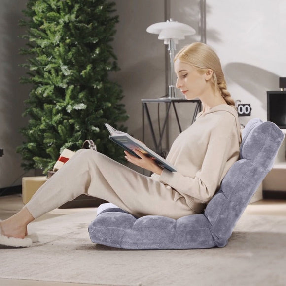 *SPECIAL* - Modern Grey Velvet - 14-Position Adjustable Cushioned Floor Chair