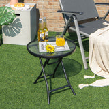 Special, Tax Free - Patio Side Table with Tempered Glass Tabletop