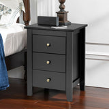 Modern Bedside Cabinet with 3 Drawers for Living Room and Bedroom-Black (Scratch and Dent)