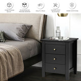 Modern Bedside Cabinet with 3 Drawers for Living Room and Bedroom-Black (Scratch and Dent)