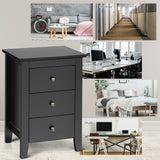 Modern Bedside Cabinet with 3 Drawers for Living Room and Bedroom-Black (Scratch and Dent)