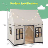 Toddler Large Playhouse with Star String Lights-Beige (Copy)