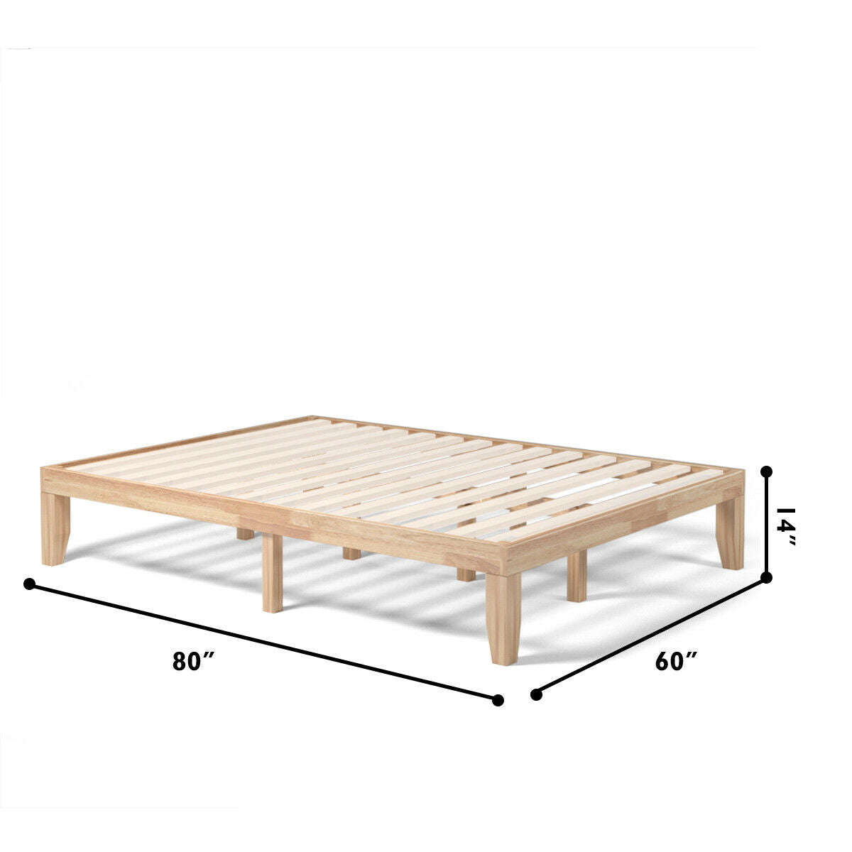 SPECIAL - Queen Size 14 Inch Wooden Bed Mattress Frame-Natural (1 Box - Unassembled)