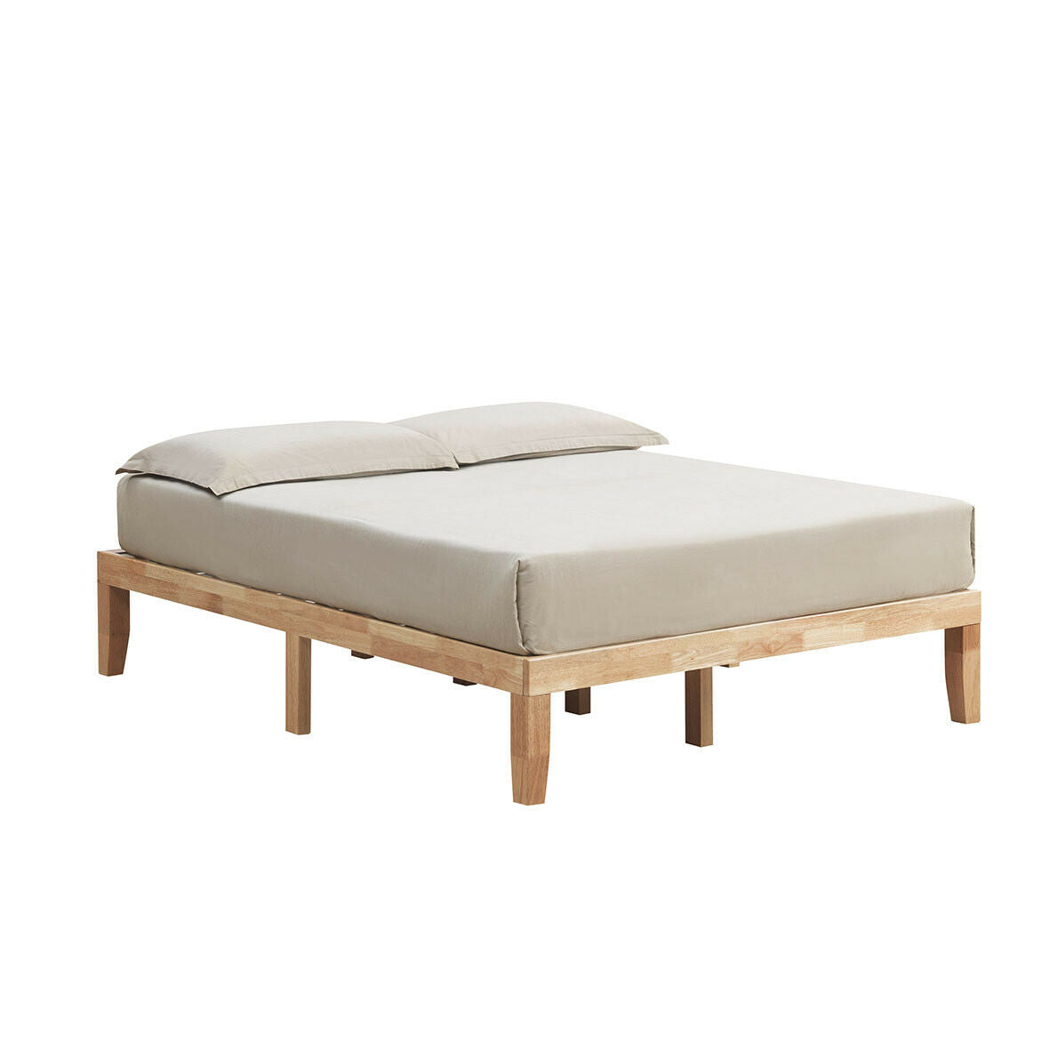 SPECIAL - Queen Size 14 Inch Wooden Bed Mattress Frame-Natural (1 Box - Unassembled)