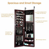 Mirror Jewelry Cabinet with Necklace Hooks-Dark Brown (Scratch and Dent)