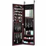 Mirror Jewelry Cabinet with Necklace Hooks-Dark Brown (Scratch and Dent)